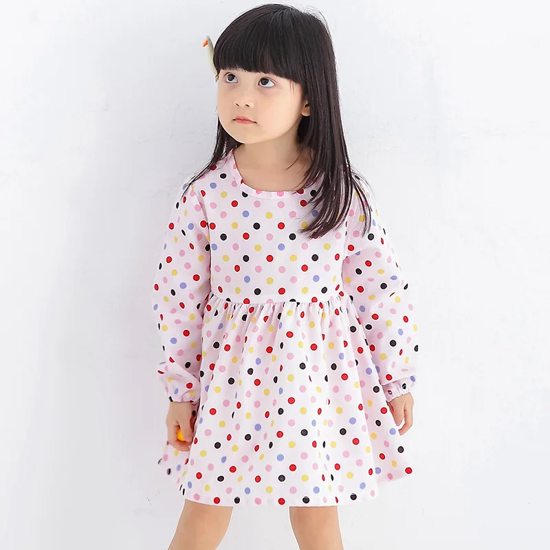 Осенние платья для девочек милая трапециевидная одежда в горошек малышей