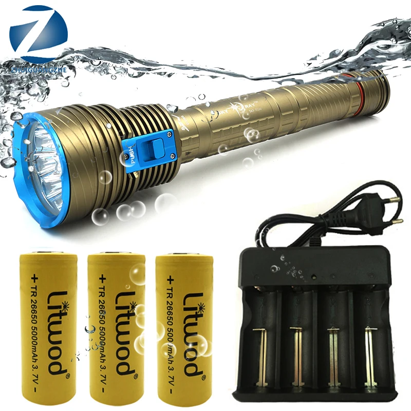

Z38 DX9 оригинальный CREE XM-L T6 9 светодиодный 8000 Люмен вспышка для подводного погружения и светильник фонарь светильник Водонепроницаемый подво...