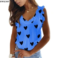 womens fashion summer casual v neck sleeveless top printed off shoulder camisoles t shirt loose ladies blouses tank tops 8xl