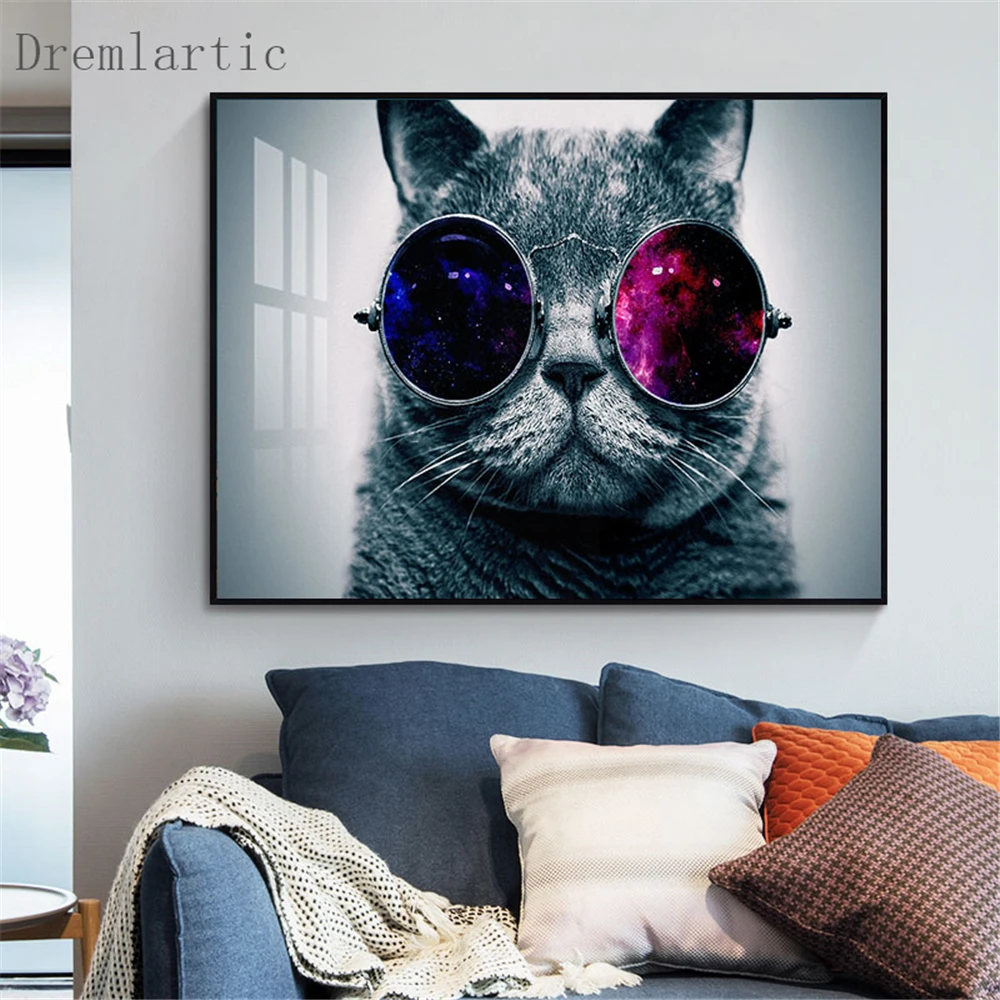 

Cool Cat Canvas Poster Silk Fabric Modern Style Prints Party House Decor Room#20-1005-43-16