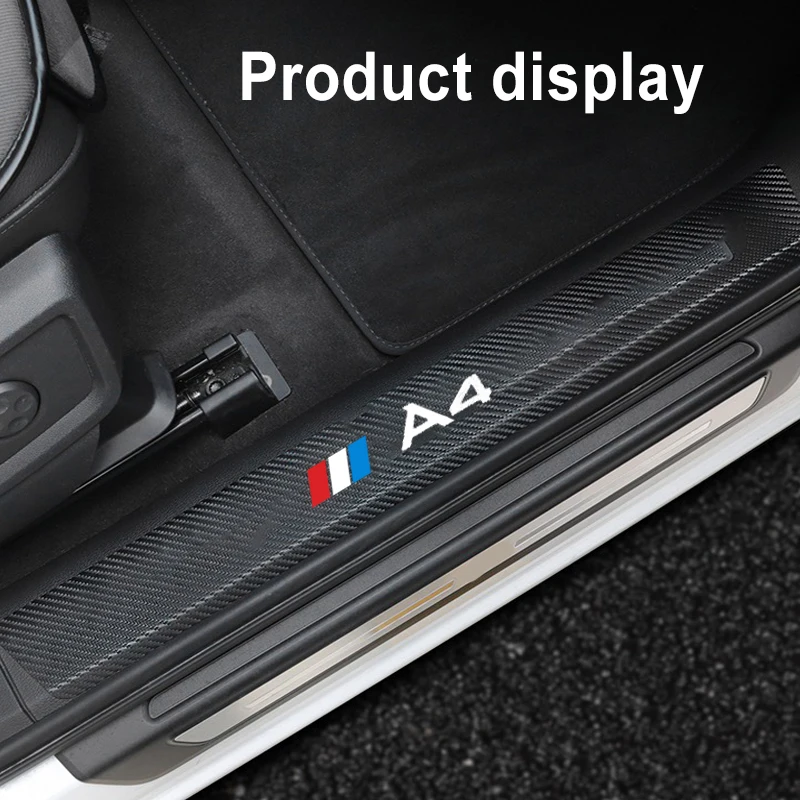 

4 pcs car door sill protector leather carbon fiber vinyl stickers Car Accessories For audi A4 b8 b9 b7 b6 A6 Q5 Car Sticker