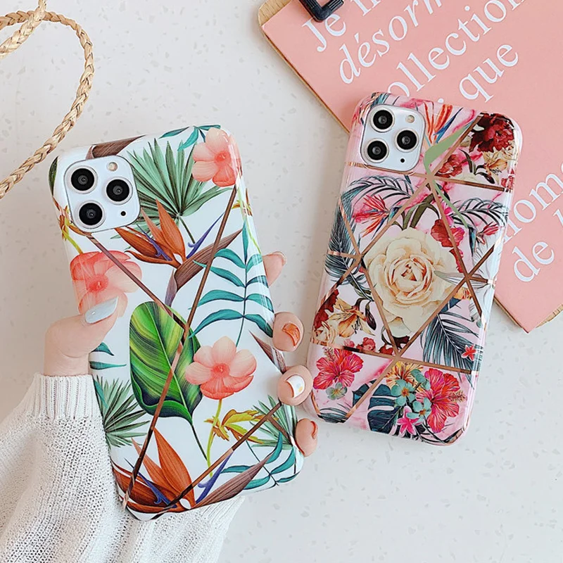 Чехол iPWSOO с золотыми цветами для телефона iPhone 11 Pro XS Max XR X 7 8 Plus IMD чехол цветочными