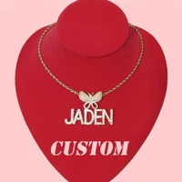 custom nameplate butterfly pendant necklace icy custom letters necklace personalized name jewelry instagram trendy accessories
