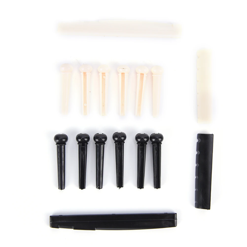 

6 Bridge black/white color Pins + saddle + bridge saddle Bone for Acoustic Guitar