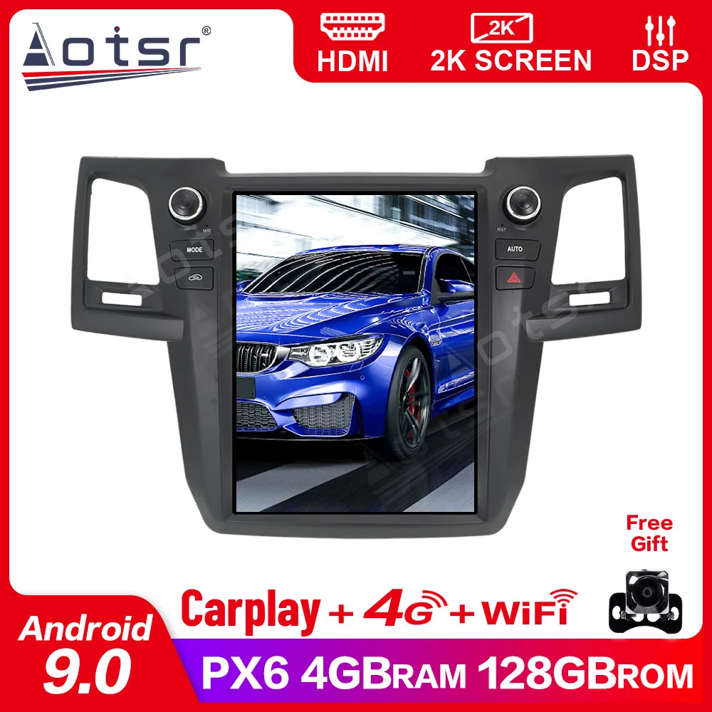 

4 + 128G вертикальный экран Android 9 автомобильный DVD-плеер GPS-навигация для TOYOTA Fortuner /HILUX Revo 2005 -2015 PX6 мультимедийный carplay