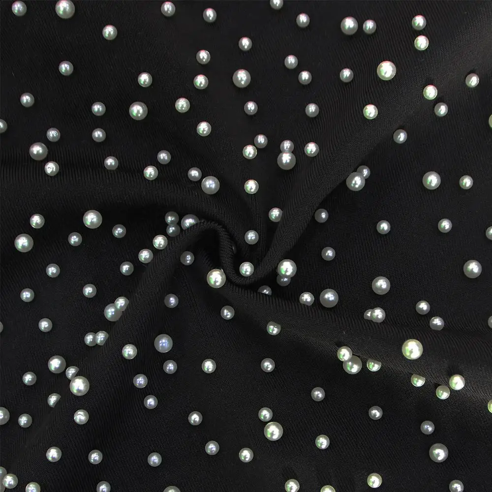 

2021 Summer New Women'S Black Sexy Beaded One-Shoulder Split Midi Dress Bodycon Celebrity Club Party Bandage Dress Vestidos