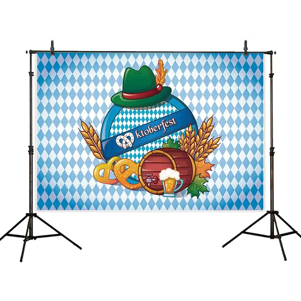 Allenjoy photophone for oktoberfest photography German beer straw hat cloth plaid wheat ears party backdrop photocall photozone |