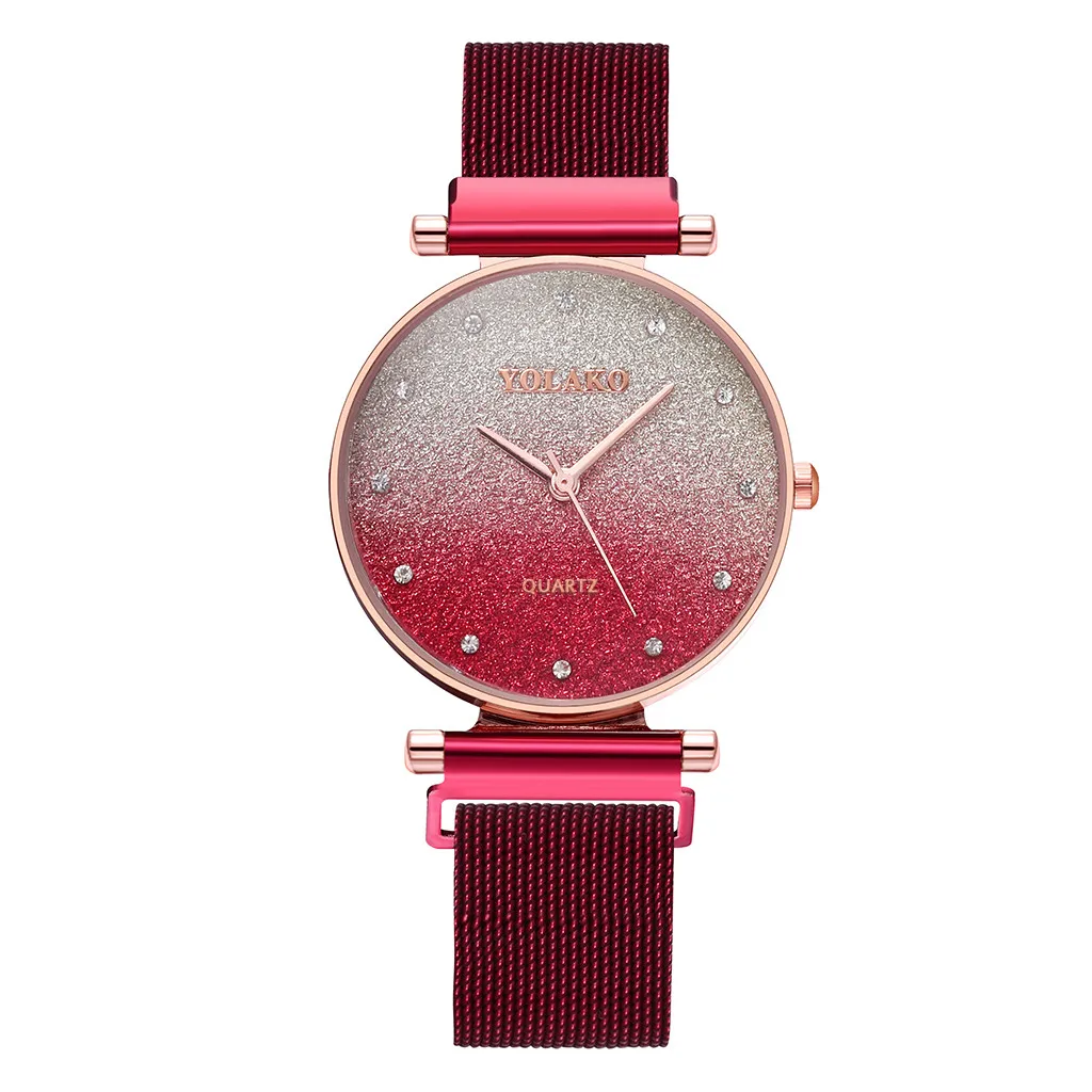 Кварцевые женские с магнитом из нержавеющей стали пряжкой градиентные цветные