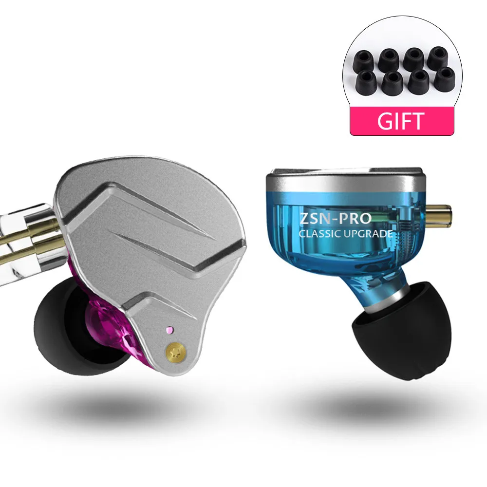 Гибридные наушники-вкладыши KZ ZSN Pro 1BA + 1DD Hi-Fi DJ Monito спортивные наушники для бега ZS10