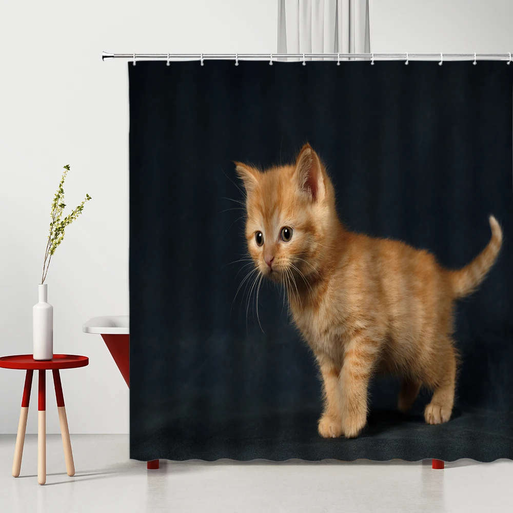 

Pet Dog Shower Curtain Cute Animal Pattern Polyester Washable Bathtub Partition Home Decor Supplies With Hook Bathroom Curtains