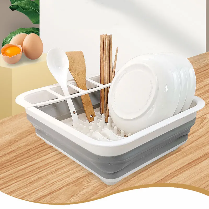 

Collapsible Drying Dish Storage Rack Dish Drainer Dinnerware Basket for Kitchen Counter Portable FAS6