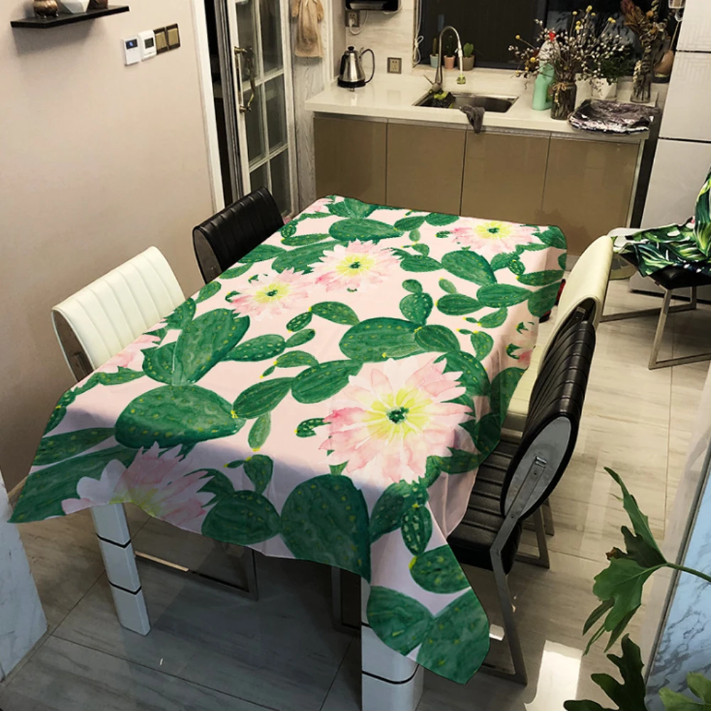 Водостойкая масляная скатерть с рисунком кактуса домашний декор для кухни