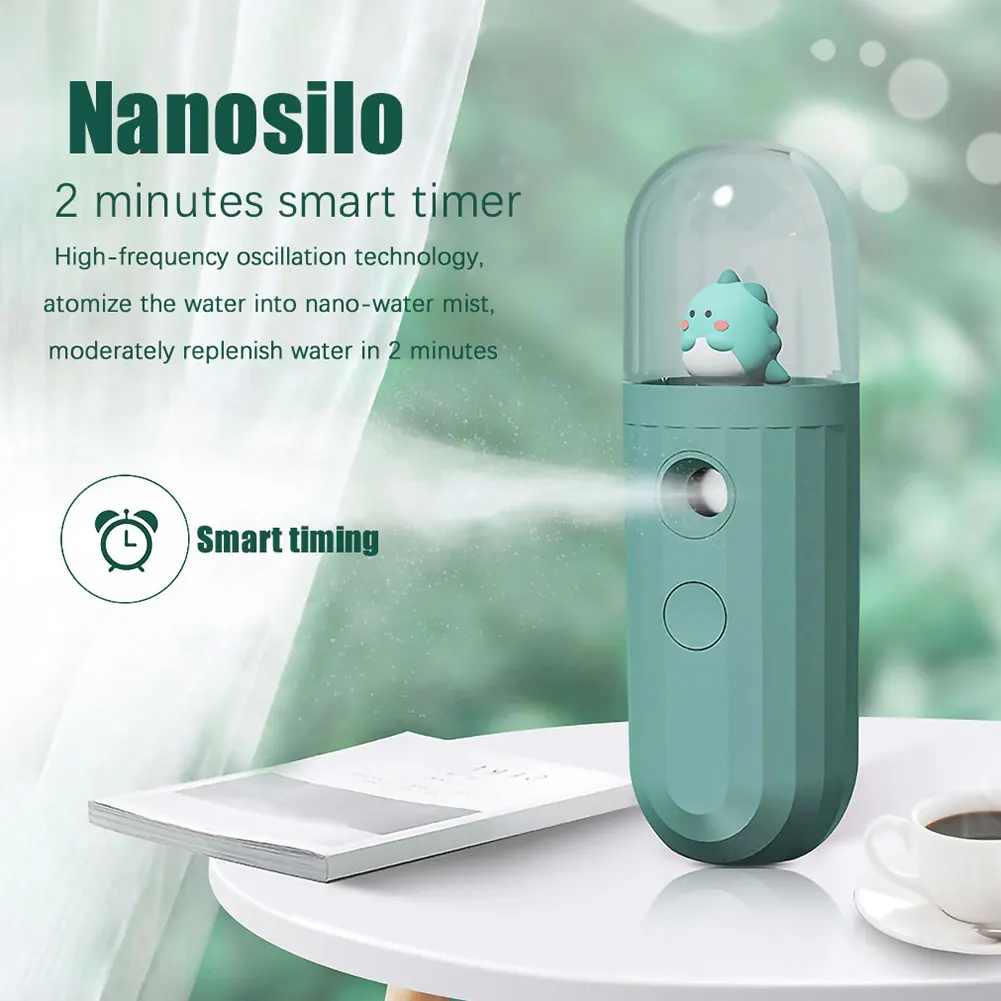 

Cute Cartoon Little Dinosaur Portable Nano Spray Face Mist Humidifier Hand-Held Facial Mister Steamer Small Household Appliances