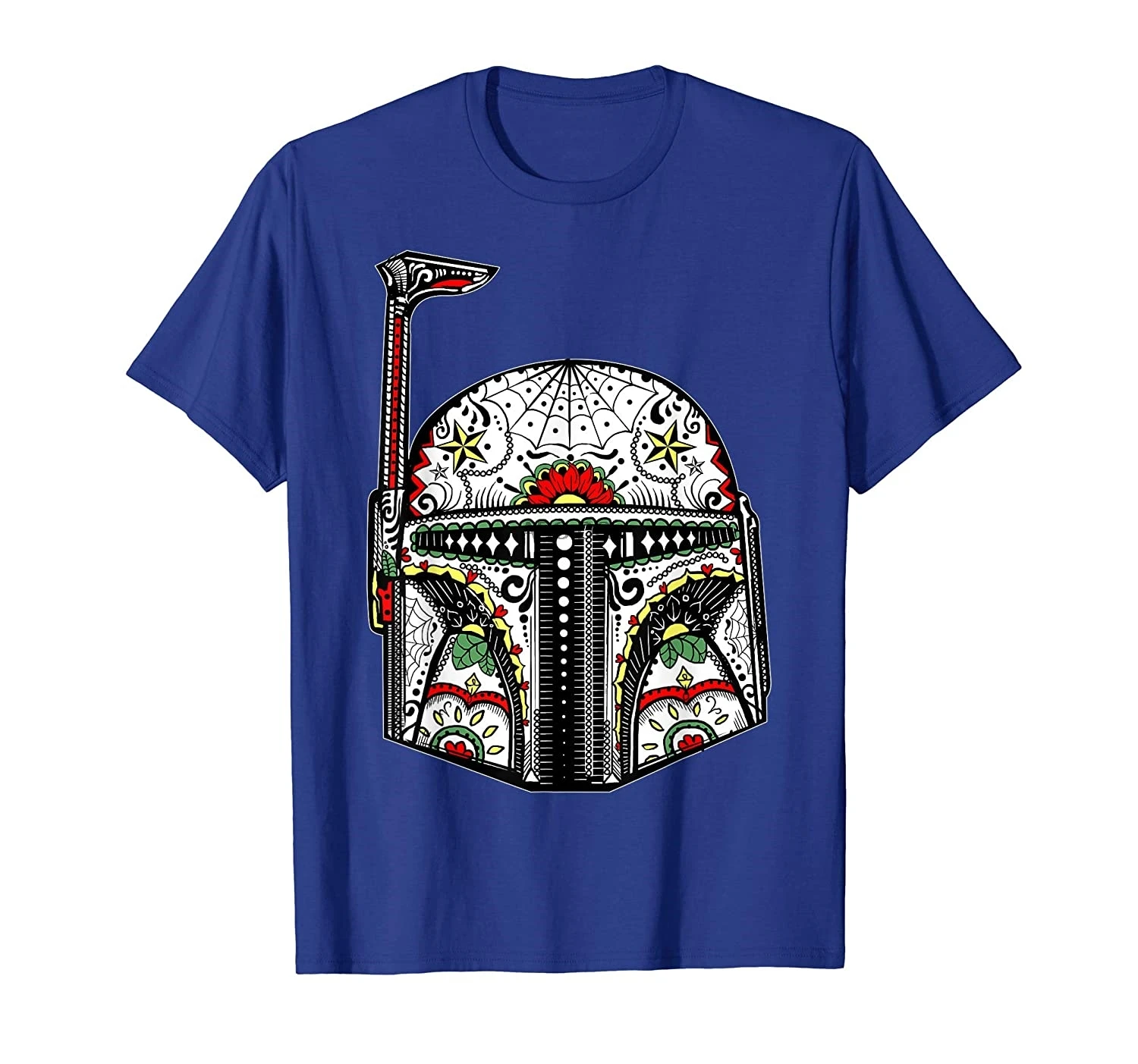 Макияжная футболка Bobe Fett в стиле хны с черепом из сахара|Мужские футболки| |