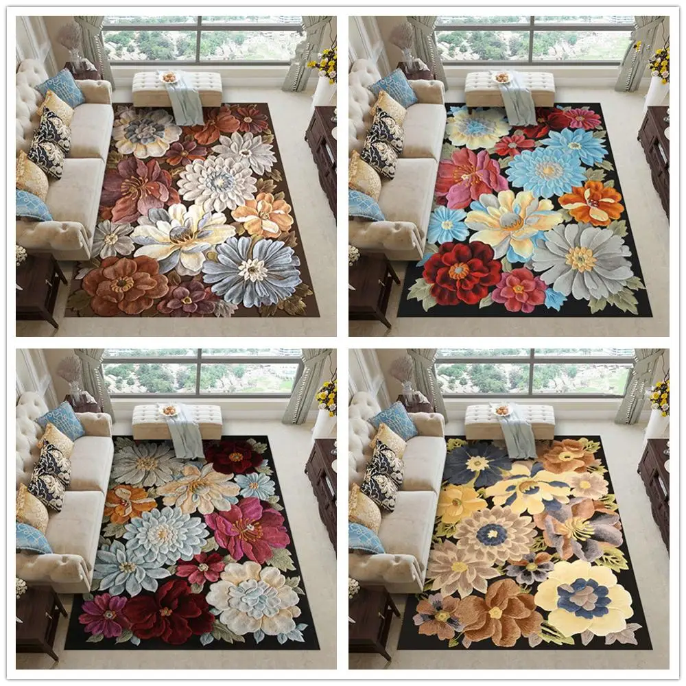 

Flowers 3D Printing Carpets for Living Room Bedroom Area Rugs Child Room Play Large Rug Hallway Antiskid Doormat Kids Crawl Mats