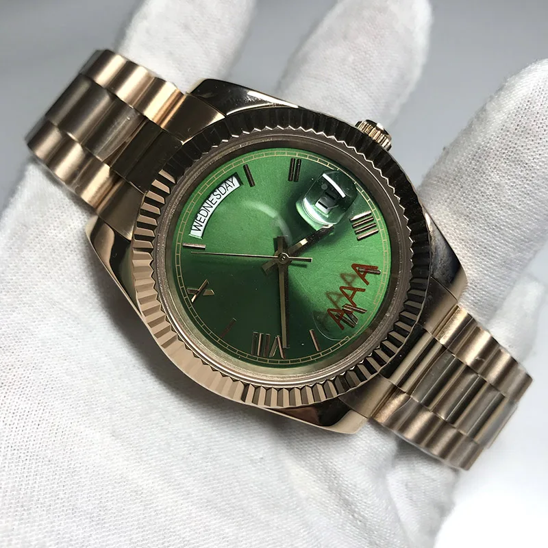 Часы мужские из нержавеющей стали Роскошные автоматические наручные розового