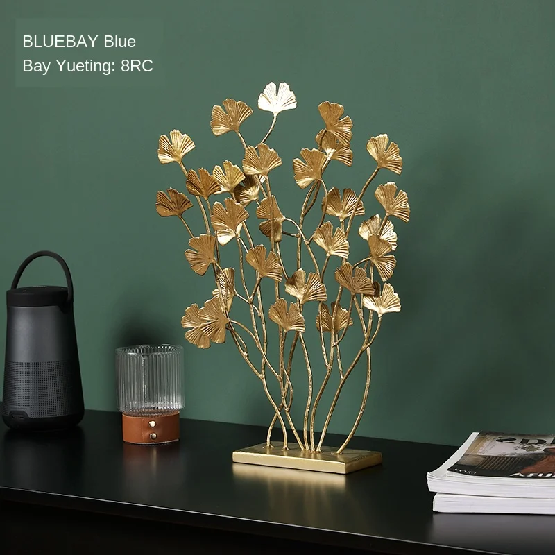 

New Chinese style simple art ornaments metal iron decoration of office desktop gingko leaf porch cabinet home furnishings