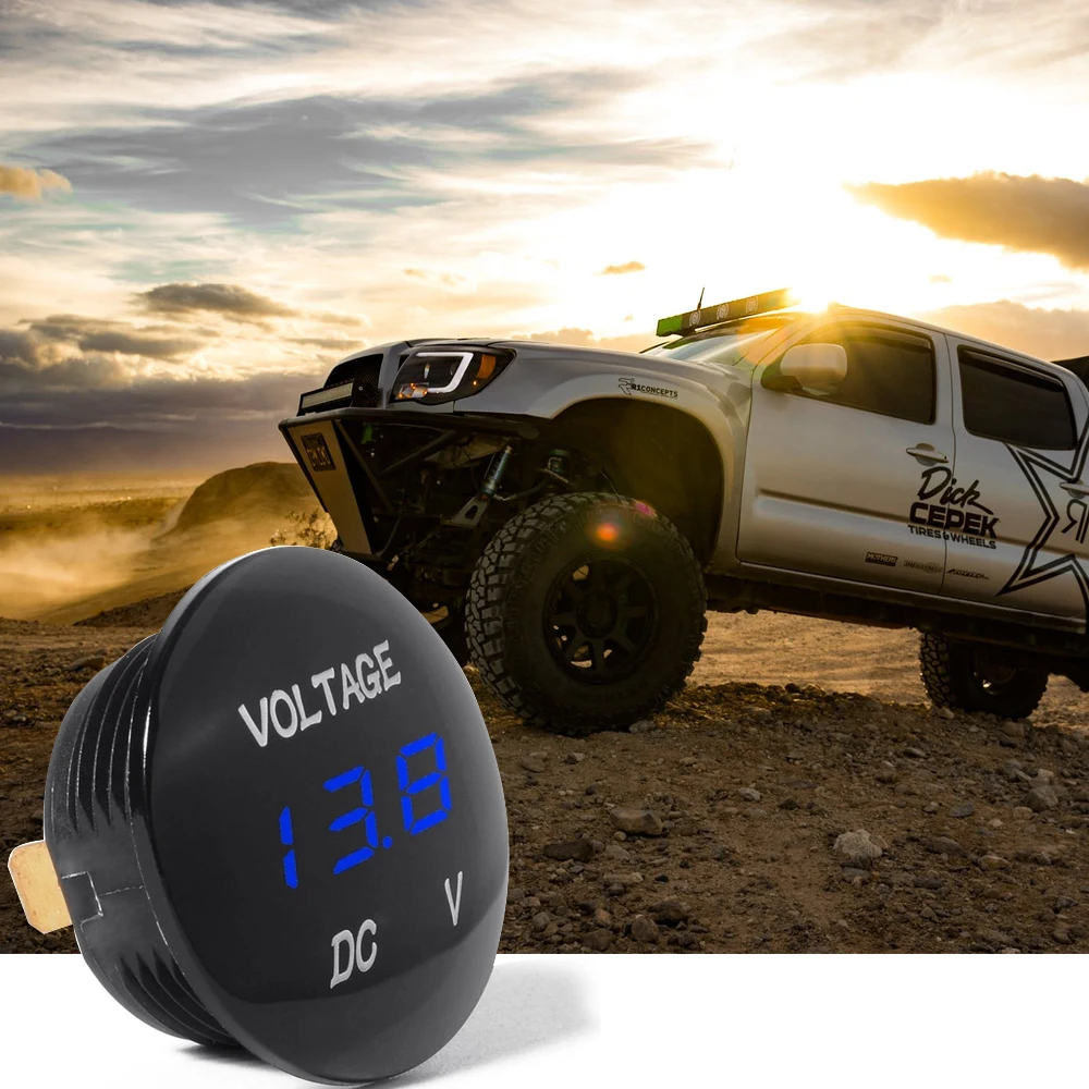 DC 12V 24V Автомобиль Мотоцикл Водонепроницаемый светодиодный Панель цифровой Напряжение метр Дисплей