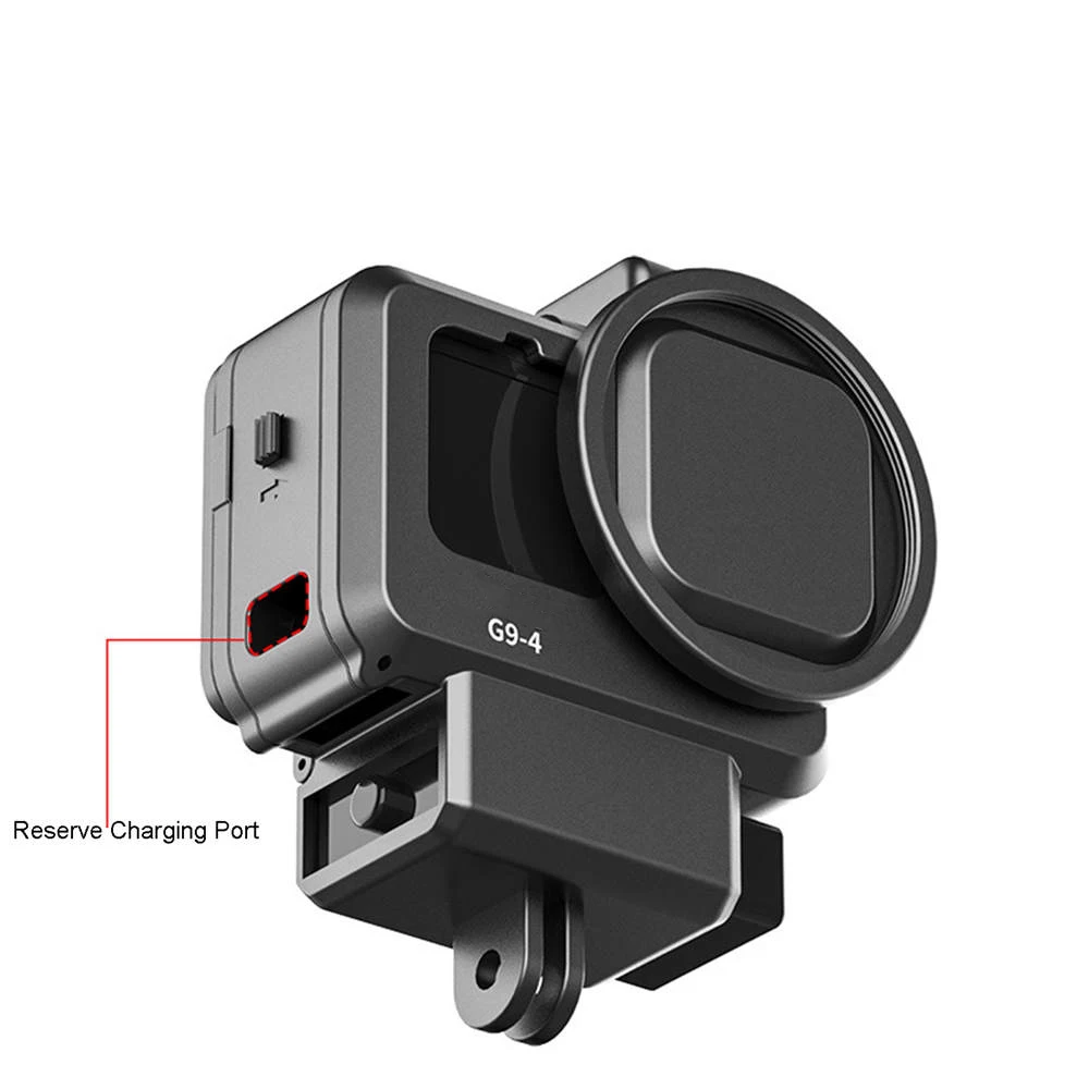 

Camera Cage Protective Case for Gopro 9 Sport Camera Housing Frame Shell Cold Shoe Expanding 55mm Filter Adapter Ring Cover