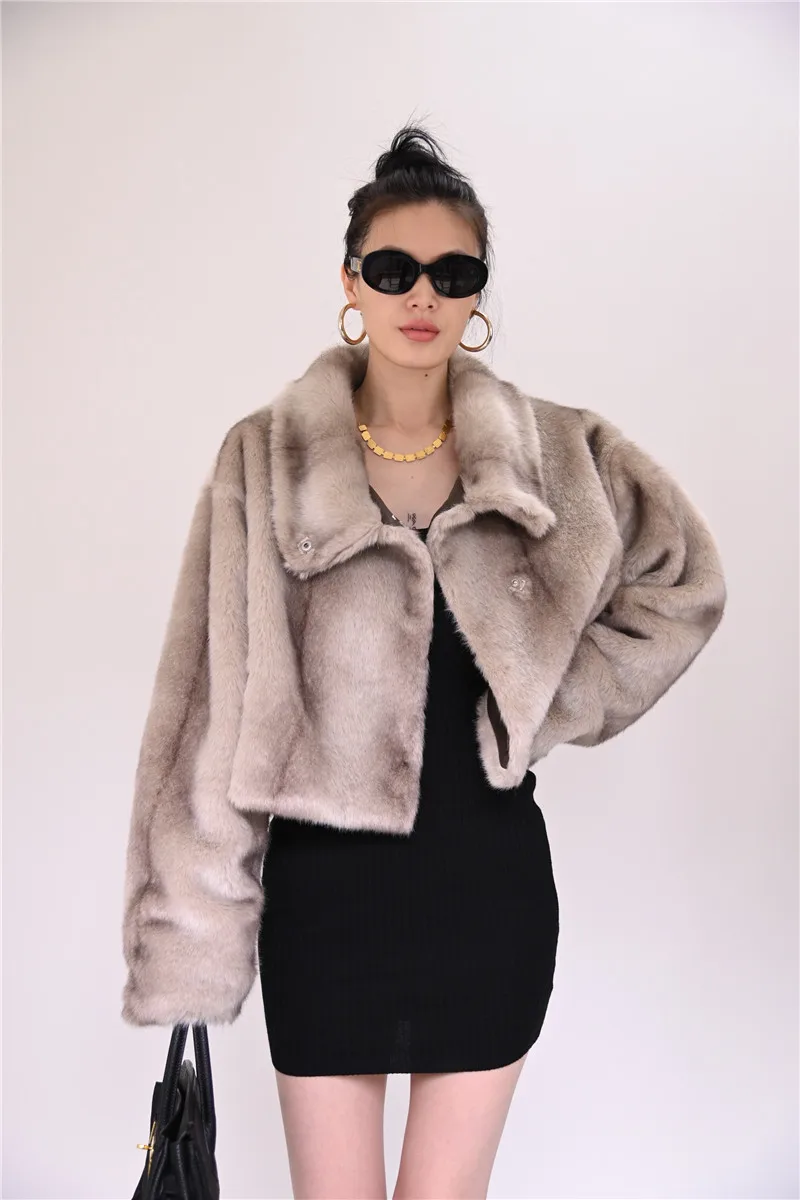 Mink Fur Coat  Luxury Korean Faux Fur Jacket Ladies Winter 2021 Fake Fur Coat For Women Warm Short Overcoat Fluffy Jacket