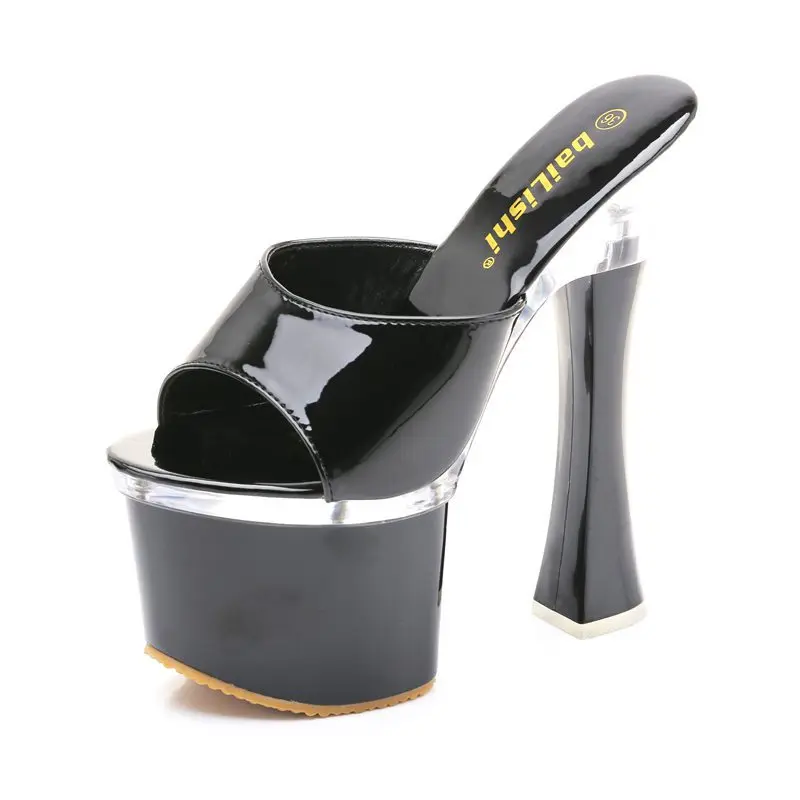 

Summer new 2021 fashion thick heel high women's shoes heel stage show 18cm Super High Heel Sandal
