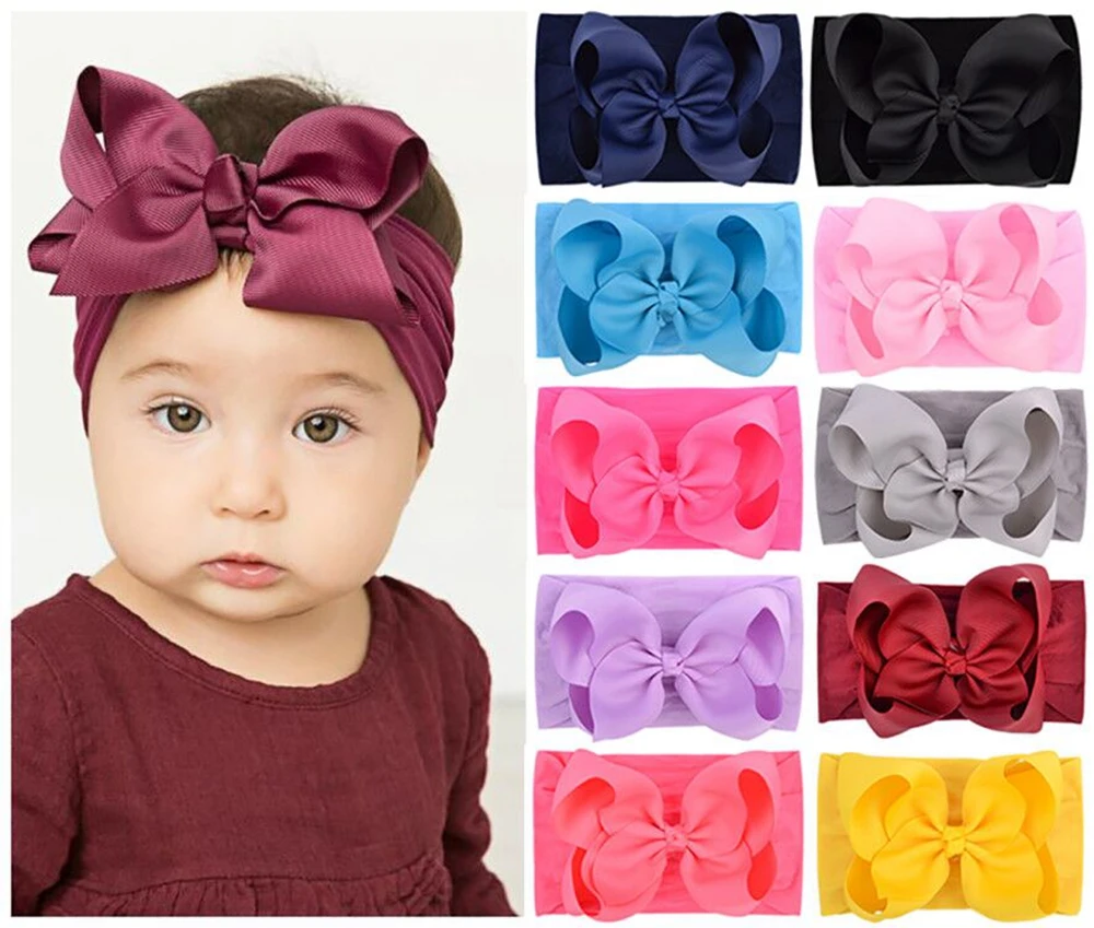 

Lovely Baby Headband Soft Turban Nylon Newborn Headbands For Girls Wide Elastic Kids Toddler Ribbon Hair Bands Hair Accessories