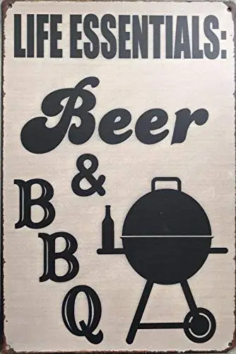 

AMELIA SHARPE Metal Sign Wall Decoration - Beer and Barbecue Decoration Family Restaurant Bar Cafe Wall Retro Decoration Sign Ti
