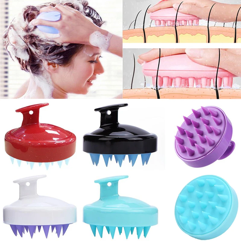 

Comb Handheld 8 Colors Silicone Scalp Shampoo Massage Brush Washing Comb Shower Head Hair Mini Head Meridian Massage Wide Tooth