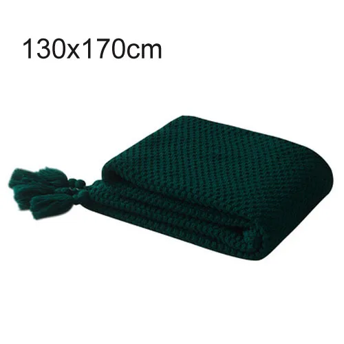 dark green Вафельное переплетенное одеяло для кровати легкое и мягкое идеально подходит для многослойной декоративной детской комнаты диван одеяло s - Цвет: dark green