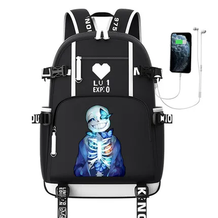 Вместительный рюкзак Undertale для подростков мужской/женский с USB-зарядкой школьные