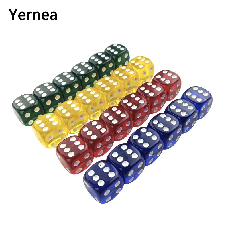 Акриловые кости Yernea 6 шт. прозрачный цвет 16 мм набор белых костей Круглый угол