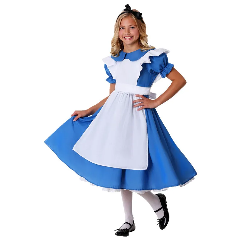 

Halloween Girl Maid Costume Alice Dress Palace Servant in Wonderland Cosplay Party Book Week Fancy Dress