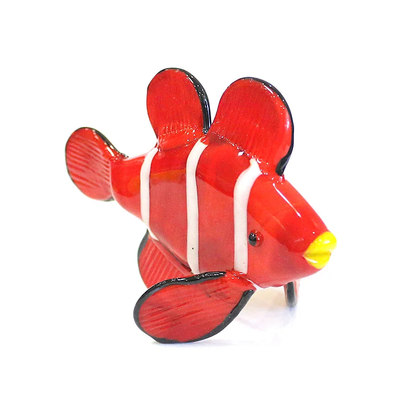 

Red Murano Glass Clownfish Miniature Figruine Craft Ornament Cute Vivid Sea Fish Xmas Gifts For Kids Home Table Decor Collection