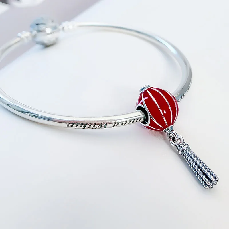 

Authentic 925 Sterling Silver Charm New Creative Red Lantern Fashion Beads Fit Pandora Women Bracelet & Necklace Diy Jewelry