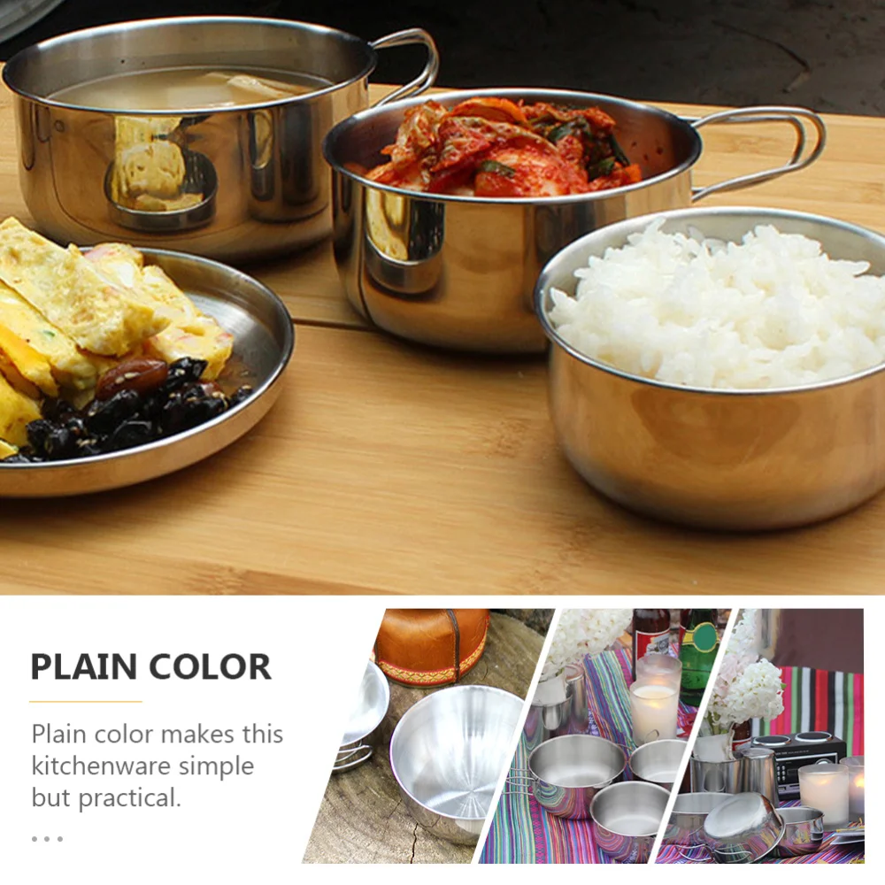 

1 Set Camping Folding Handle Bowl Portable Camping Bowl Durable Camping Bowl