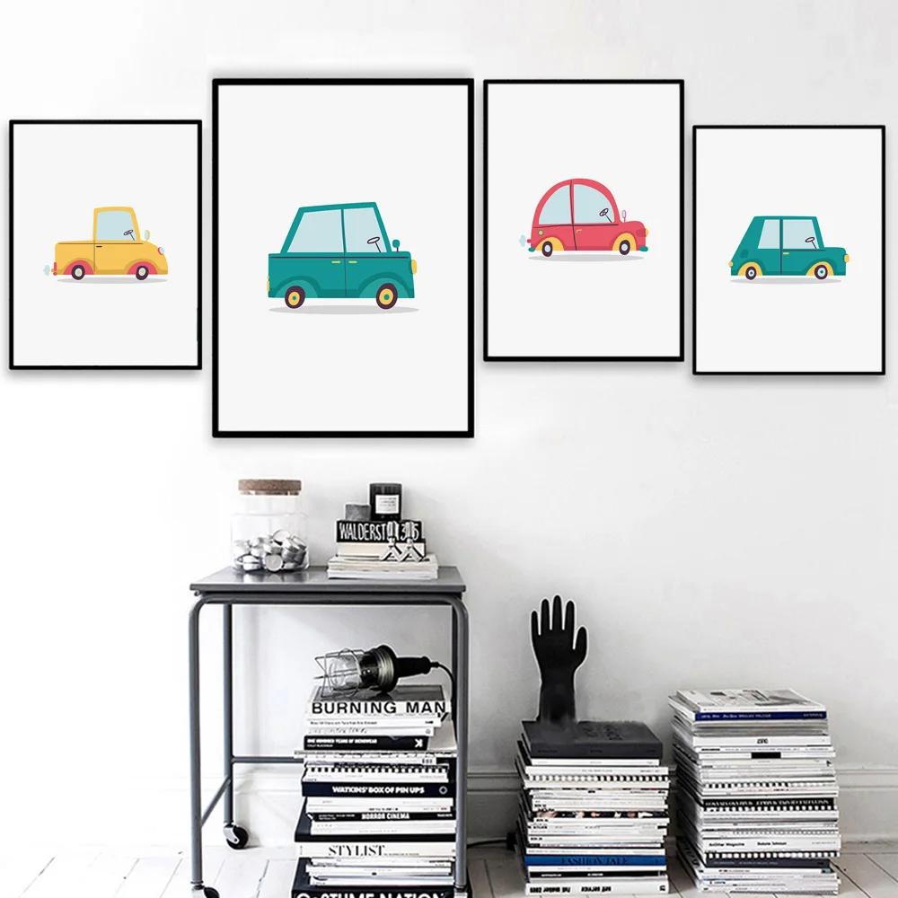 

Cartoon Traffic Tool Car Minimalist Nordic Posters and Prints Wall Art Canvas Painting Nursery Wall Picture Baby Kids Room Decor