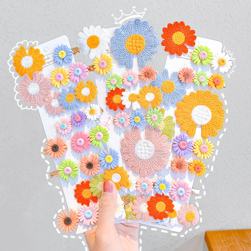 

6pcs/set Spring New Children Flower Hairpin Girl Daisy Bb Clip Ins Banger Hairpin Korean Hair Trimming Clip Baby Girl Hair Pins