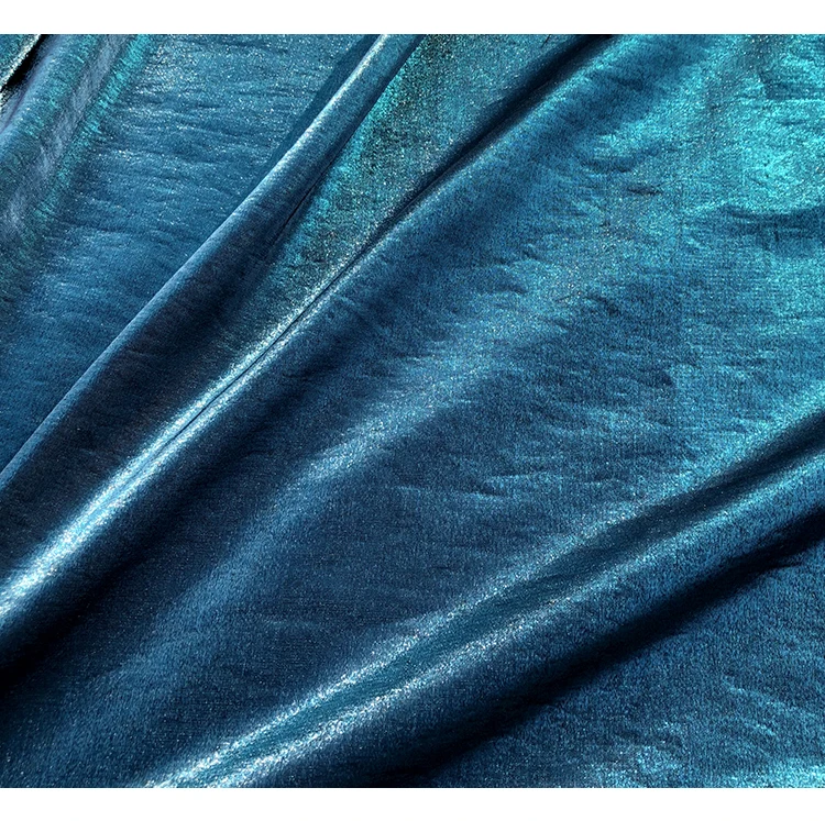 Цветной Шелк Лен-павлин синий Высокое качество Яркий глянцевый Лен гладкая
