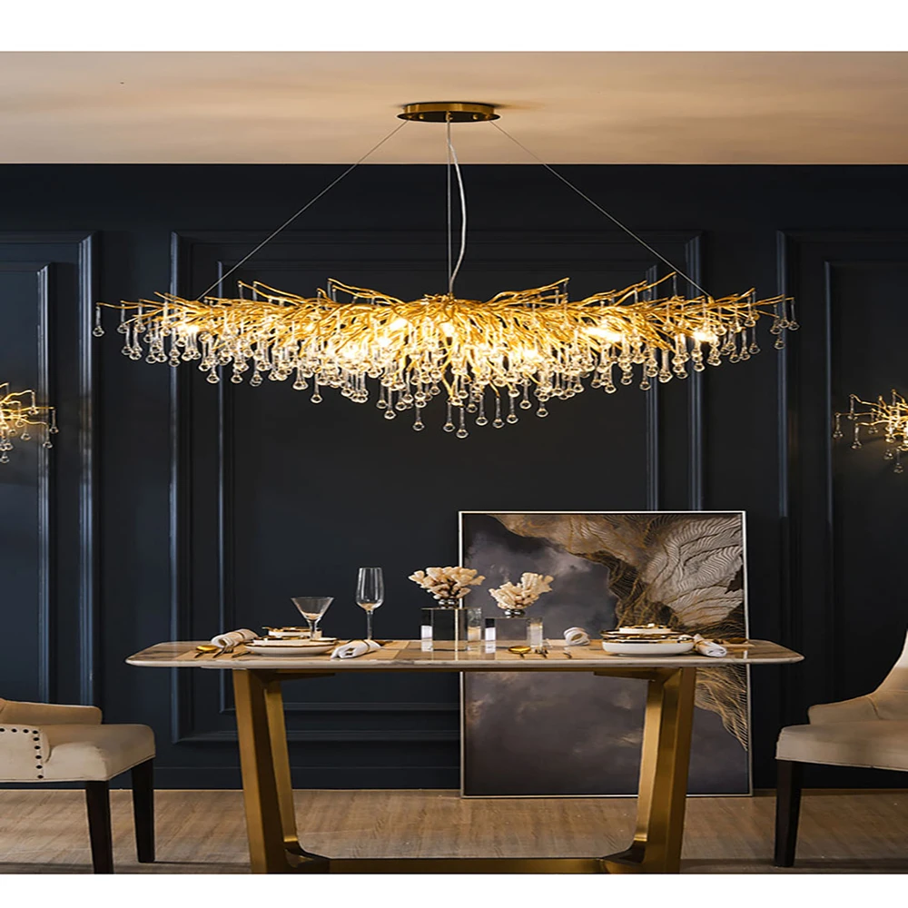 

Modern Creative Crystal Chandelier Living Room Lamps luxury Gold Led Chandeliers Fashion Art Villa Hotel Indoor Lighting Luster
