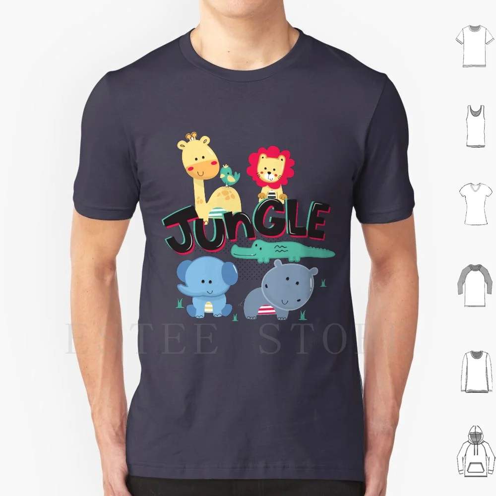 Фото Хлопковая футболка с изображением животных в джунглях для мужчин подгузник