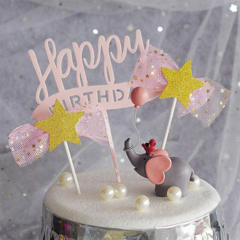 

Cake Decorations Picks Ornament Gift Cupcake Toppers Baby Shower Accessories Resin Cute Elephant Shape Dessert Table Decor