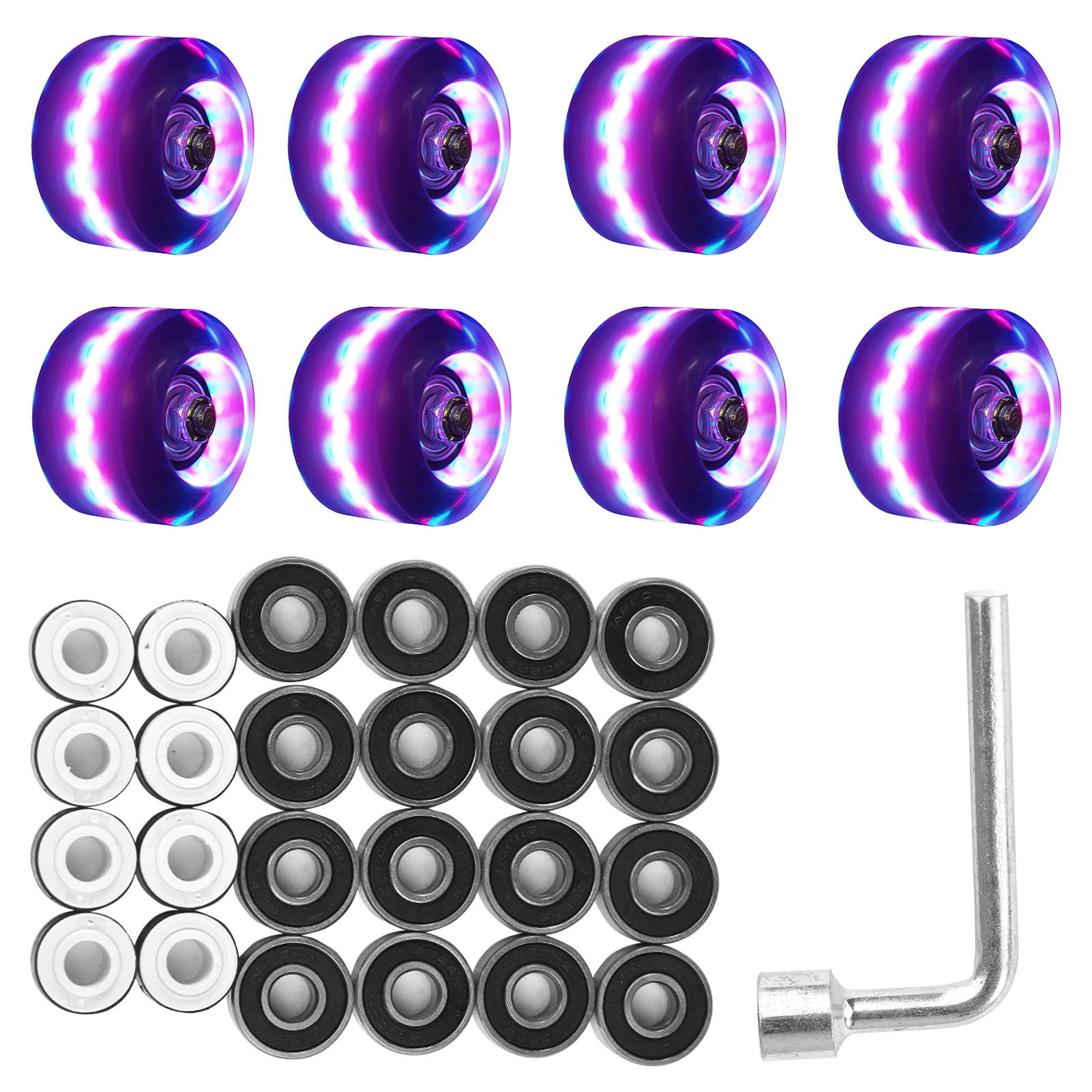 

Cool Luminous Replacement Universal Flashing Roller LED Lighting Skateboard Skate Wheel Wide Surface Noiseless Double Row Sports