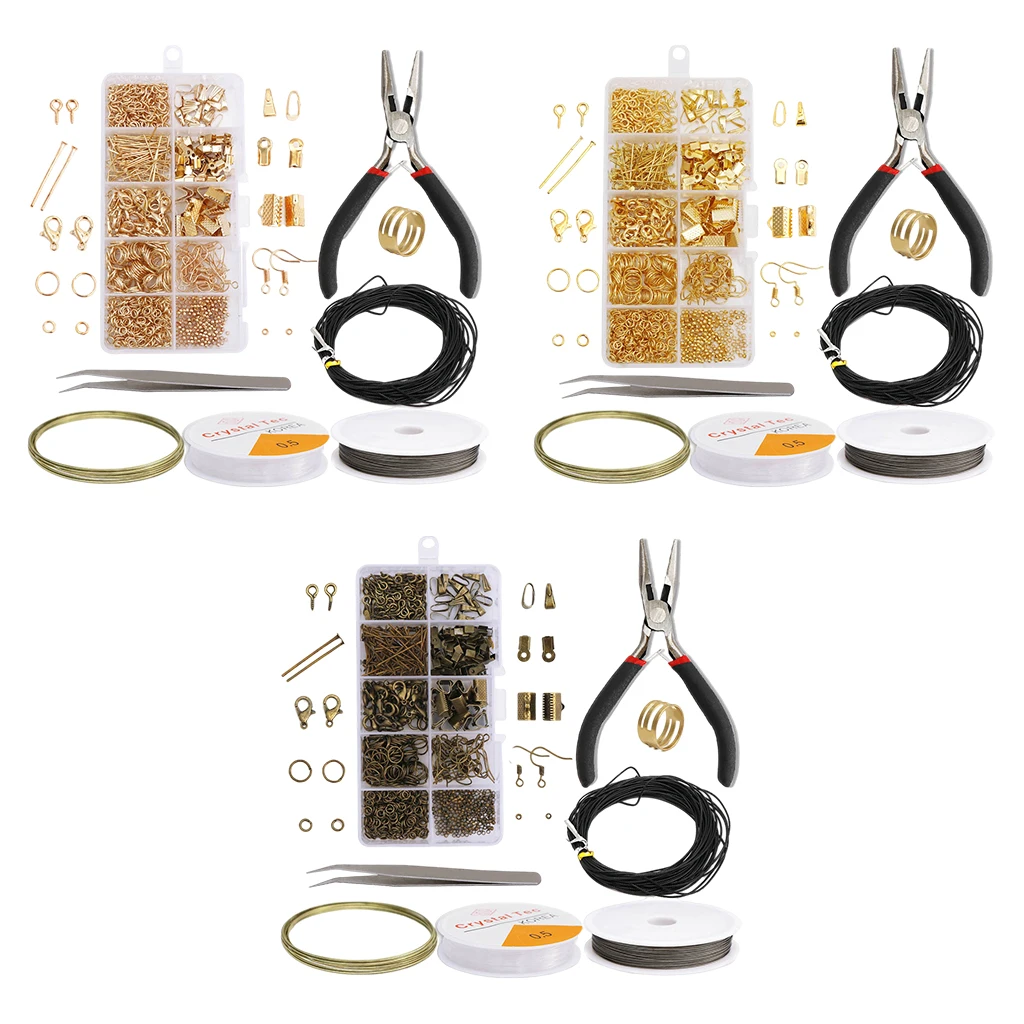 

Набор для изготовления ювелирных изделий «сделай сам», комплект из проволоки для бисероплетения, сережек, колец, инструменты для ремонта, 1 ...
