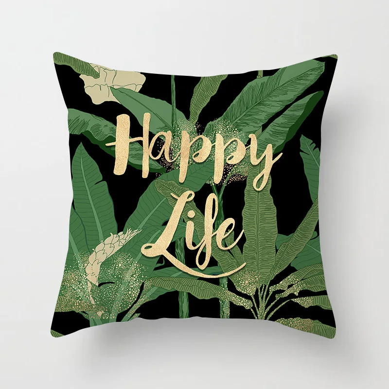 

Tropical Leaf Printed Decorative Pillow Cover Nordic Green Series Monstera Palm Leaves Sofa Cushion Cover Hugging Pillow Case