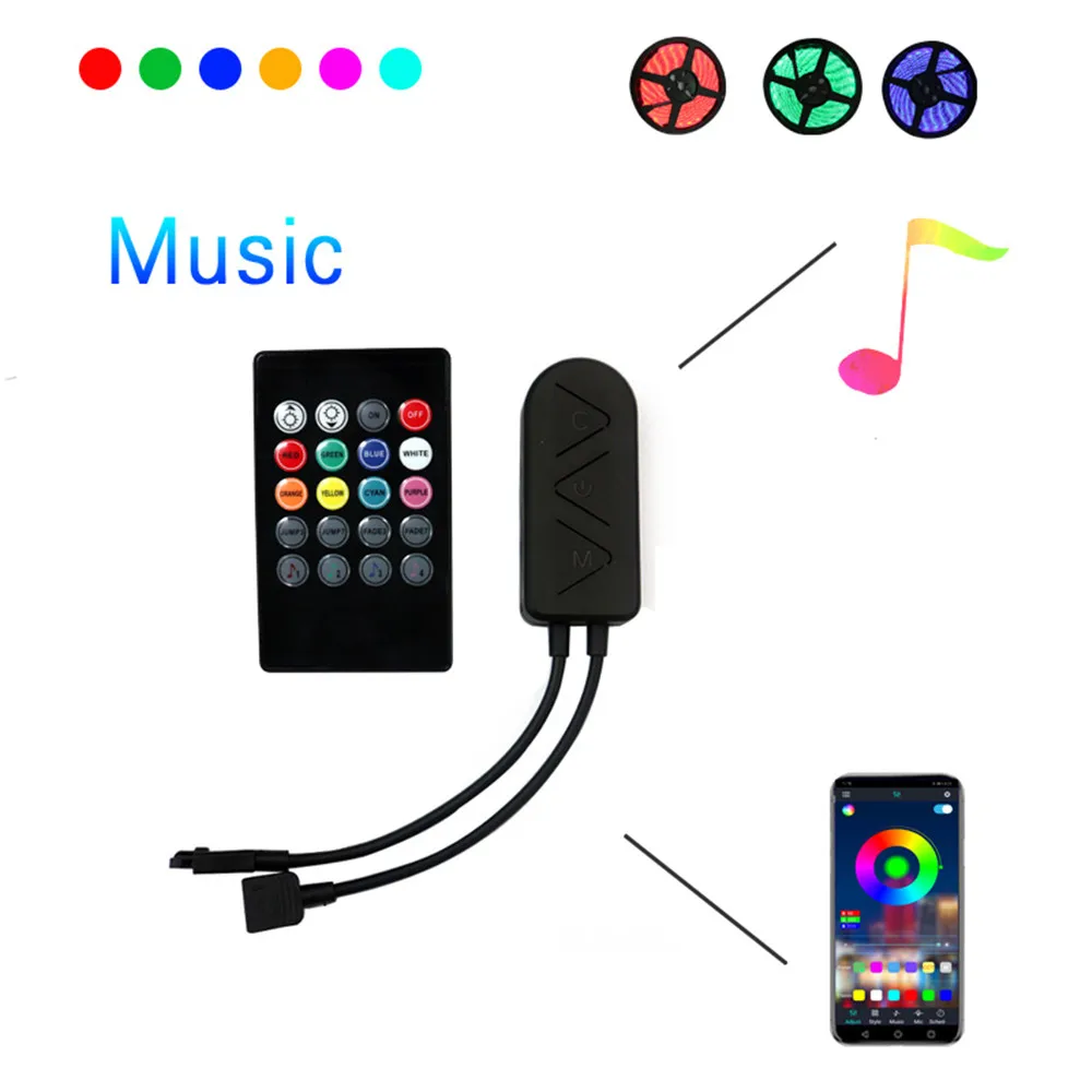 

RGB светодиодный контроллер APP Bluetooth музыкальный контроллер 12 В постоянного тока 24 В для 2835 5050 светодиодных лент музыкальный контроллер