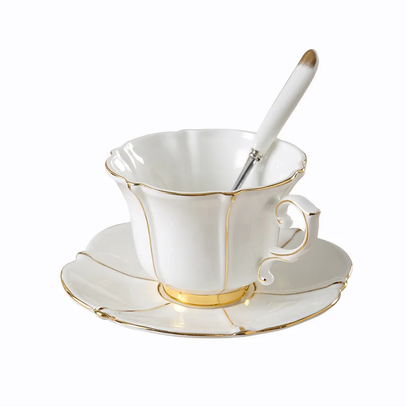 

Королевский белый фарфоровый сервиз чашка с блюдцем керамический простой чайный сервиз современный дизайн кофейные чашки Tazas для кафе посу...
