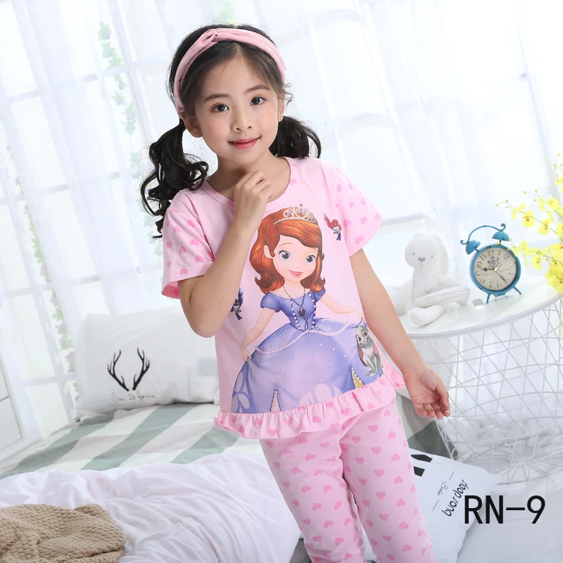 Летние детские пижамы 2020 хлопковая одежда для сна с короткими рукавами девочек