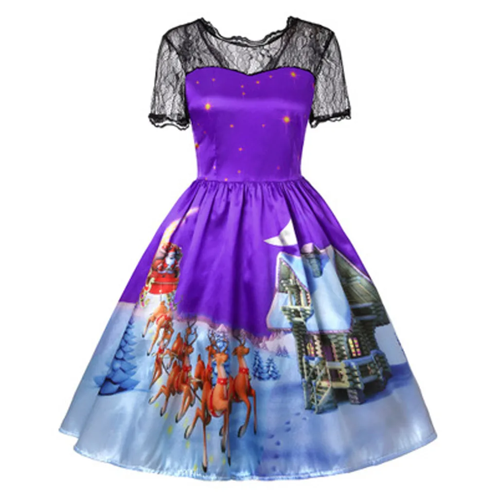 Новое модное женское кружевное платье с принтом вечернее большого размера