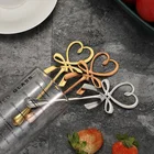 Золото Нержавеющаясталь ложки с бантиком в форме сердца мини Кофе перемешивание ложки для дома Кухня посуда для питья инструменты