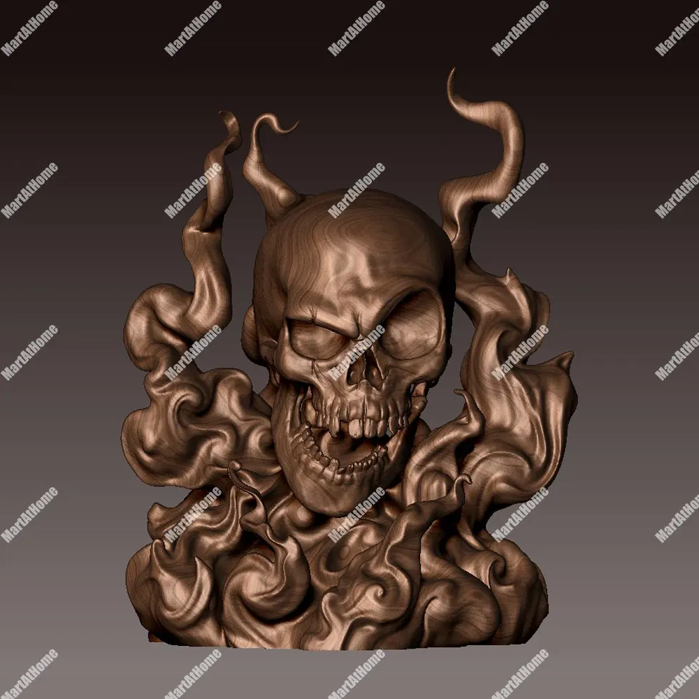 Demilich голова 3D модель STL файл круглая резьба Рисунок Череп Пламя для ЧПУ